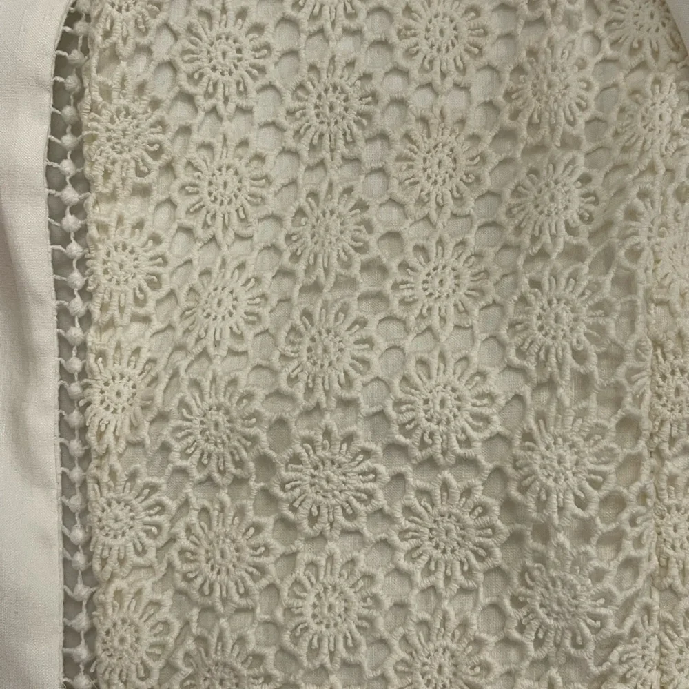 Elie Tahari Women’s Linen Blazer, White with cream crochet, NWT, Size 2 crisp